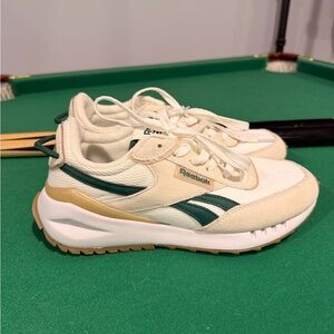 Reebok Beige and Dark Green Athletic Shoes